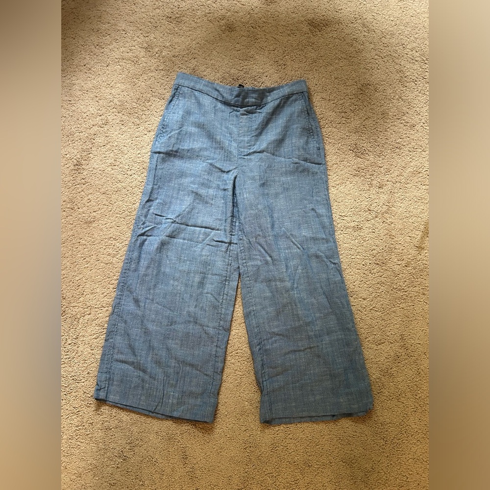 Banana Republic Blue Linen Wide Leg Pants in Size 8.